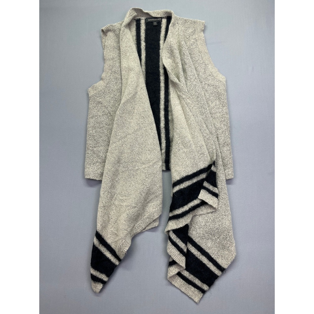 Banana Republic Sweater Vest Draped Open Front Striped XS Wool Alpaca Mohair